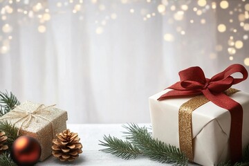 Wall Mural - Empty of Christmas on Background. Blank Christmas. Gifts. Product Mockup. Copy space.Empty of Christmas on Background. Blank Christmas. Gifts. Product Mockup. Copy space.