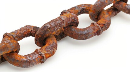 Poster - Rusty Chain Links on White Background
