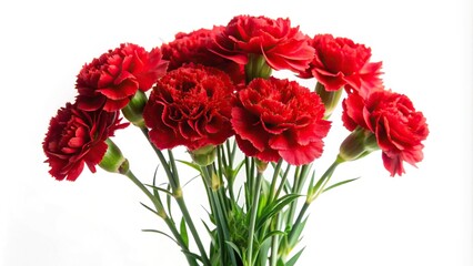 Wall Mural - Medium shot bouquet red carnations isolated white background