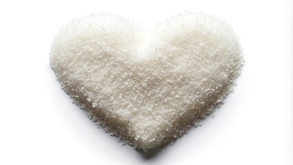 Medium shot of heart-shaped white sugar isolated on white background