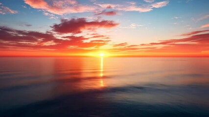 Poster - A beautiful sunset over the ocean with a sun reflecting on the water.