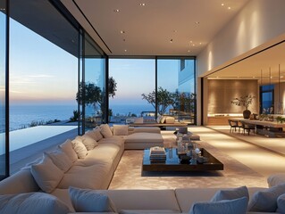 Wall Mural - Modern Open Plan Living Room with Scenic View