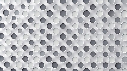 Three-dimensional pattern of white circular discs creating texture.