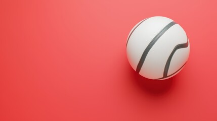 A minimalistic view of a volleyball against a vibrant red background.