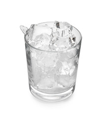 Canvas Print - One glass with ice for refreshing drink isolated on white