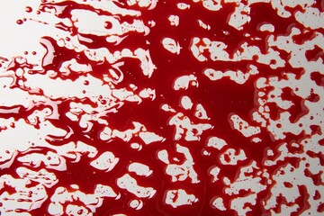 Splashes of blood on light background, top view