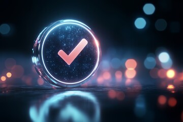 Fototapete - Digital icon of a chat bubble with a checkmark for read messages 