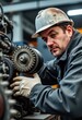 © German - portrait of a mechanic working on a car