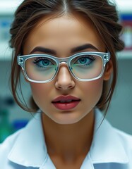 Poster - portrait of a woman wearing glasses