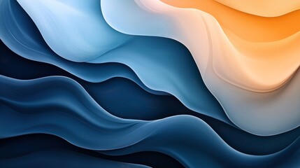 Canvas Print - Abstract fluid wave pattern in blue and orange tones, featuring layered smooth lines and gradients creating a dynamic motion effect.