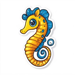 Cute Little Seahorse with Swirly Tail Isolated Design