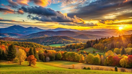  Sunset panorama over the mountains in Williamstown, Massachusetts