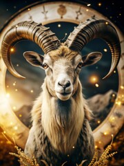 zodiac sign capricorn, circle pattern