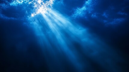 Poster - A beautiful blue sky with sunlight shining through the water