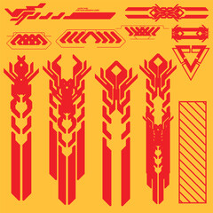 Wall Mural - cyberpunk y2k 2000s gaming futuristic icon pattern set collection template hud for branding fashion 