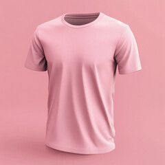 Wall Mural - Pink t-shirt on pink background, minimalist design with no patterns or prints, creating a subtle and monochromatic visual impact.