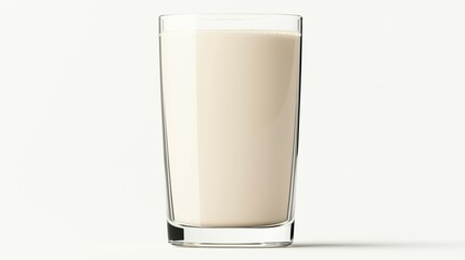 Sticker - Clear glass filled with fresh milk isolated on a white background, showcasing simplicity and freshness.