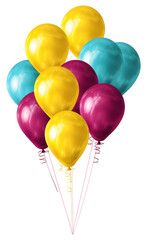 PNG Colorful party balloons yellow white background anniversary.