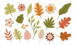 © JulzaArt - Autumn leaves and flowers set, cute hand drawn seasonal objects. Vector illustration in flat style