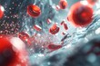© Екатерина Шпаченко - Close-up of red blood cells flowing through a narrow vessel, illuminated by soft light