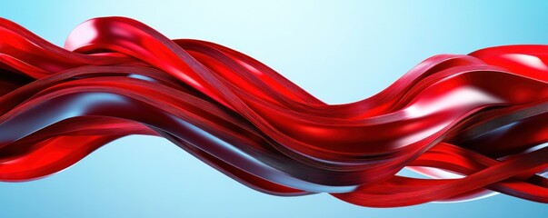 Aufkleber - Abstract Red Flowing Lines on Blue Background.