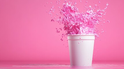 Poster - Pink Liquid Splashing in a Cup.