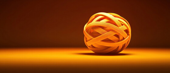 Poster - Abstract Golden Sphere on Orange Background.