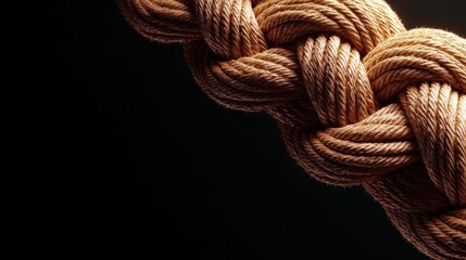 Poster - Intertwined Rope Knot on Black Background.