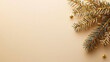 © Tony - Elegant golden Christmas tree branches adorned with decorative baubles on a soft beige background for festive celebrations