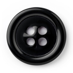 Black button with four holes.
