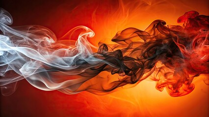 smoke swirls with red hue against orange background