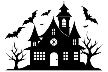 Halloween house | vector silhouette illustration on white background