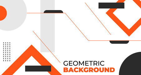 Wall Mural - Digital technology banner shape background concept, Abstract geometric line solid color orange and black element design good for used on posters, banner, web and any more