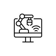 Poster - Smart Factory outline icons, minimalist vector illustration ,simple transparent graphic element .Isolated on white background