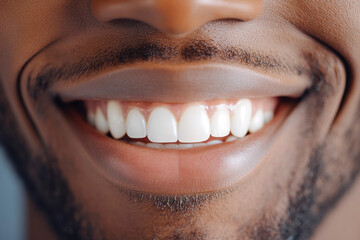 Close-up of a man's smile showing white teeth