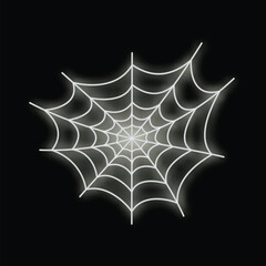 Poster - White glowing spiderweb glowing on a black background
