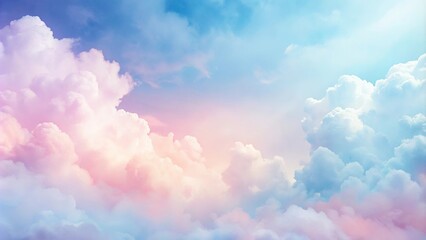 Soft pastel watercolor background of pink, blue, and white sky clouds