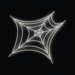 Poster - White glowing spider web on black background for halloween decoration