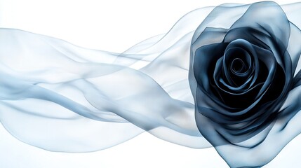 Poster -   Black Rose on White Background with Smoke