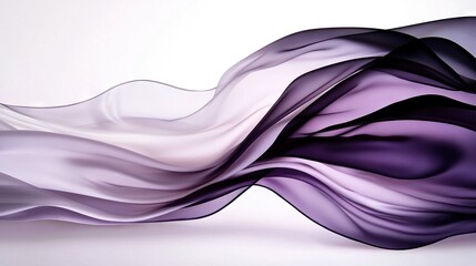 Poster -   A white wave with purple reflections moves in the wind against a white background, casting a light reflection at its base