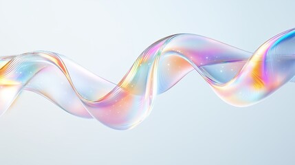 Poster - a colorful, flowing wave of translucent material glows in various hues against a light background, c