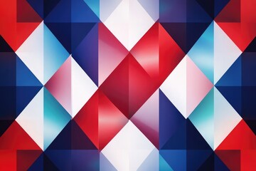 Poster - Red, white, and blue geometric background with a symmetrical pattern. Abstract design for presentation or packaging