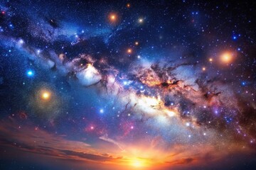 Wall Mural - starry sky background with nebula and galaxies in space
