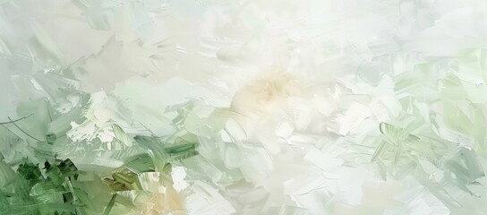 Poster - Abstract light green and white background, a smooth oil painting with a soft texture on canvas fabric, featuring large areas of color.