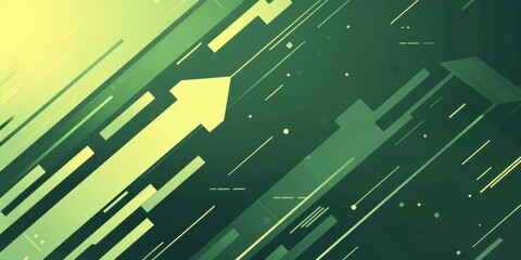 Poster - Abstract green gradient background with an arrow-shaped elements arrow flat design, vector illustration, 2D, minimalism website banner.