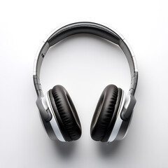 Headphone wireless lying down on a white background