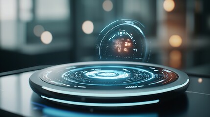 Poster - Futuristic Digital Interface with Holographic Display