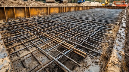 Steel reinforcement on bridge at road build