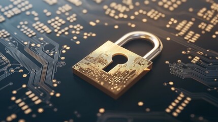 Poster - Digital Lock on Circuit Board Background
