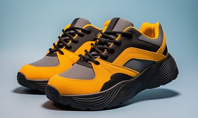 black-yellow shoes isolated on a isolated background